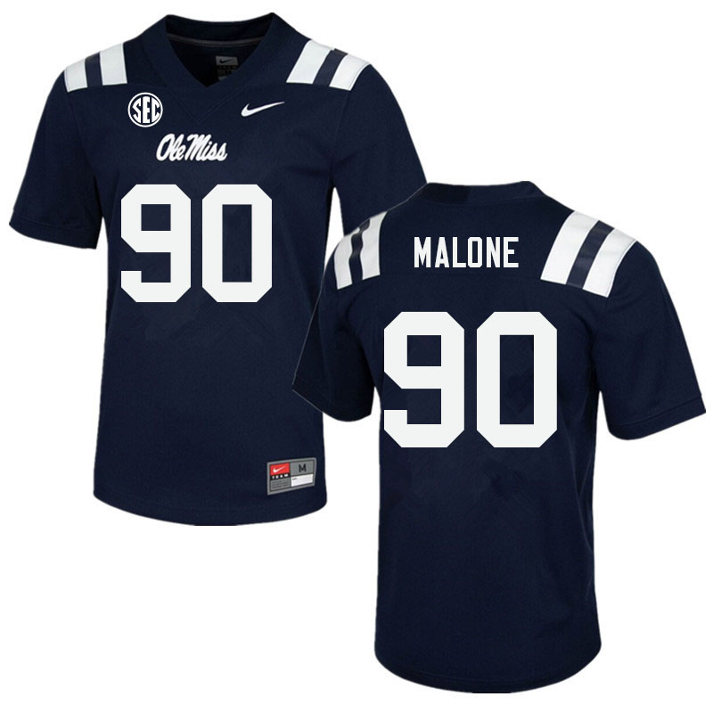 Tywone Malone Ole Miss Rebels NCAA Men's Navy #90 Stitched Limited College Football Jersey GHX6058BM
